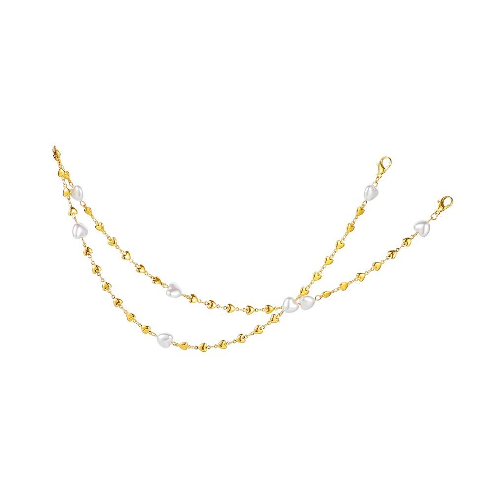 Creative Love Metal Pearl Mask Chain Fashion Versatile Peach Heart Glasses Chain Personality Multi-purpose Necklace Jewelry