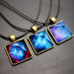 Pyramid luminous crystal pendant dream starry sky same necklace for men and women small gift chest chain with chain