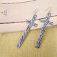 Classic Earrings Earrings Gold Silver Black Stripe Alloy Cross Frosted Earrings Jewelry Earrings 6 Colors