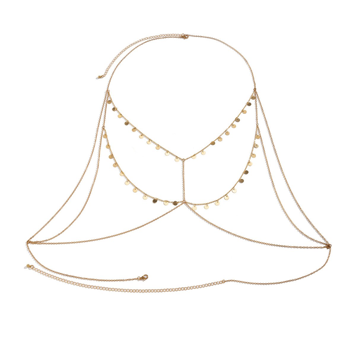 Jewelry Sexy Sequin Tassel Chest Chain Clothes Chain Female Simple Cross Chain Hollow Body Chain