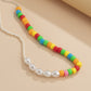 Jewelry fashion special-shaped imitation pearl collarbone necklace colorful beaded asymmetrical beaded necklace female