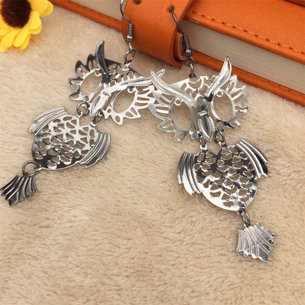 Owl Earrings Metal Cutout Earrings Exaggerated Women's Earrings Night Party Favors