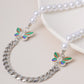 Jewelry Hip Hop Pearl Stainless Steel Chain Men's and Women's Necklace Simple Color Butterfly Clavicle Necklace