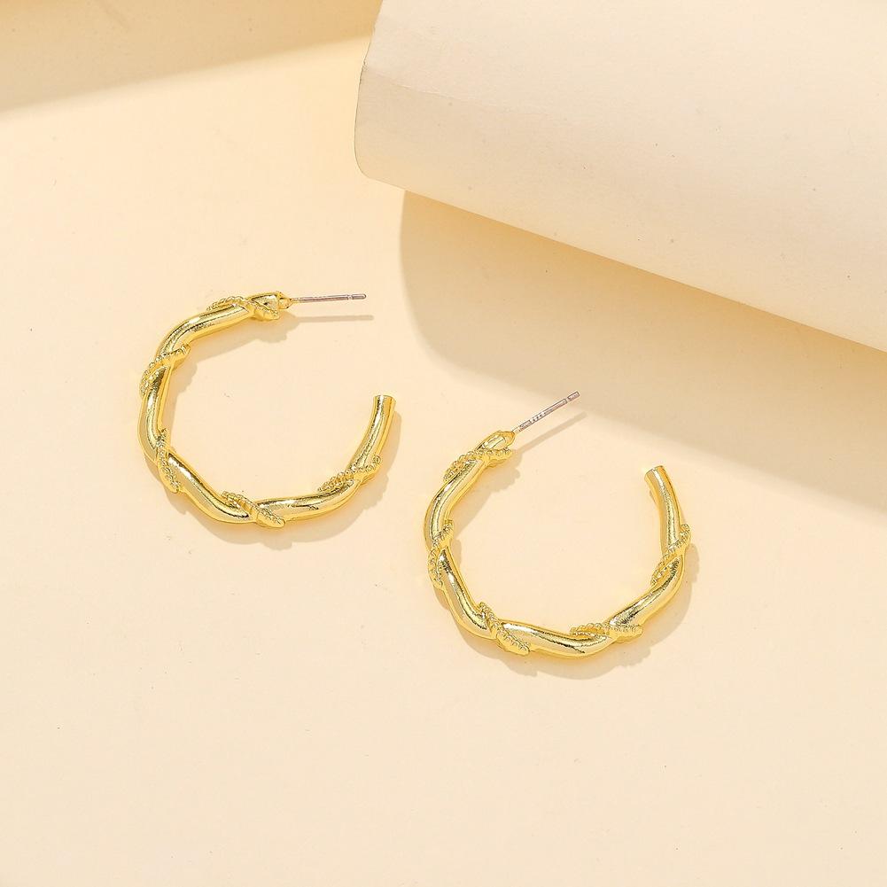 Jewelry Fashion Chinese C Shape Exaggerated Snake Body Wrapped Earrings Trendy Metal Hip Hop Earrings