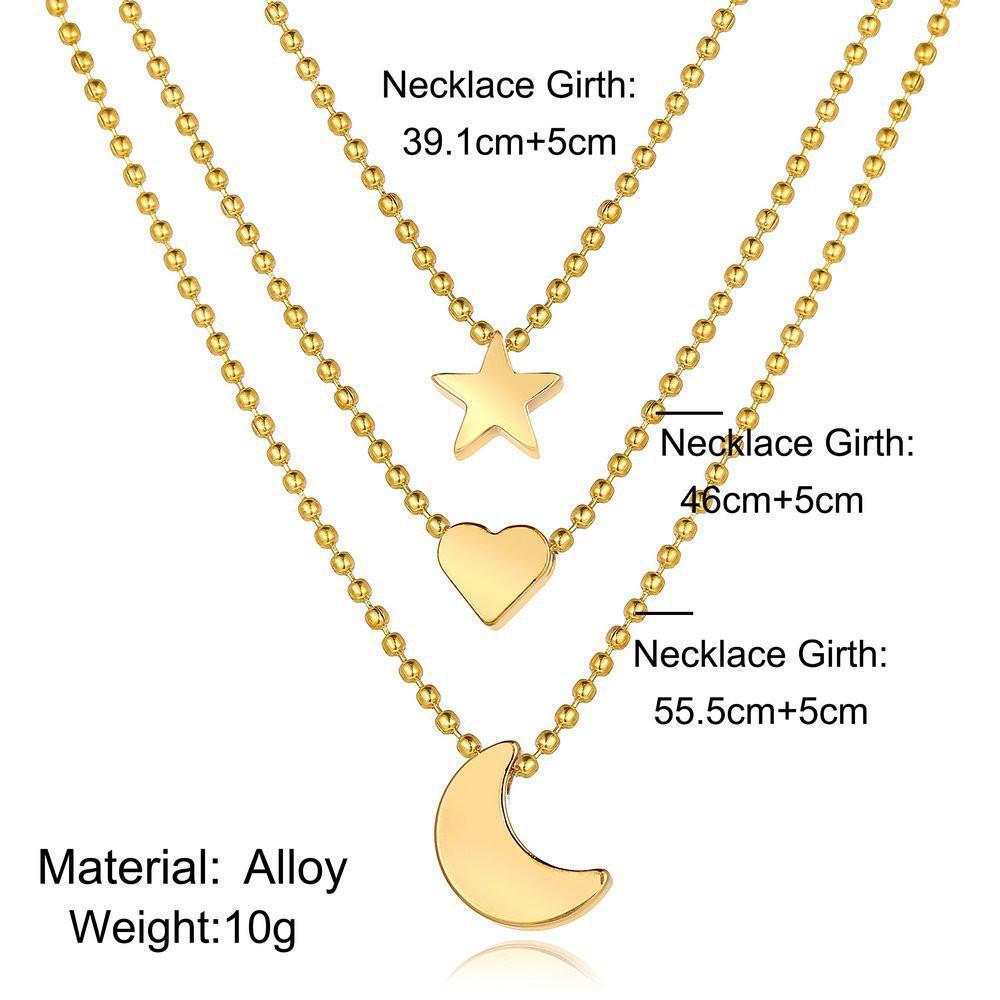 Women's Bohemian Clavicle Chain Star Moon Love Heart Pendant Multilayer Necklace Jewelry