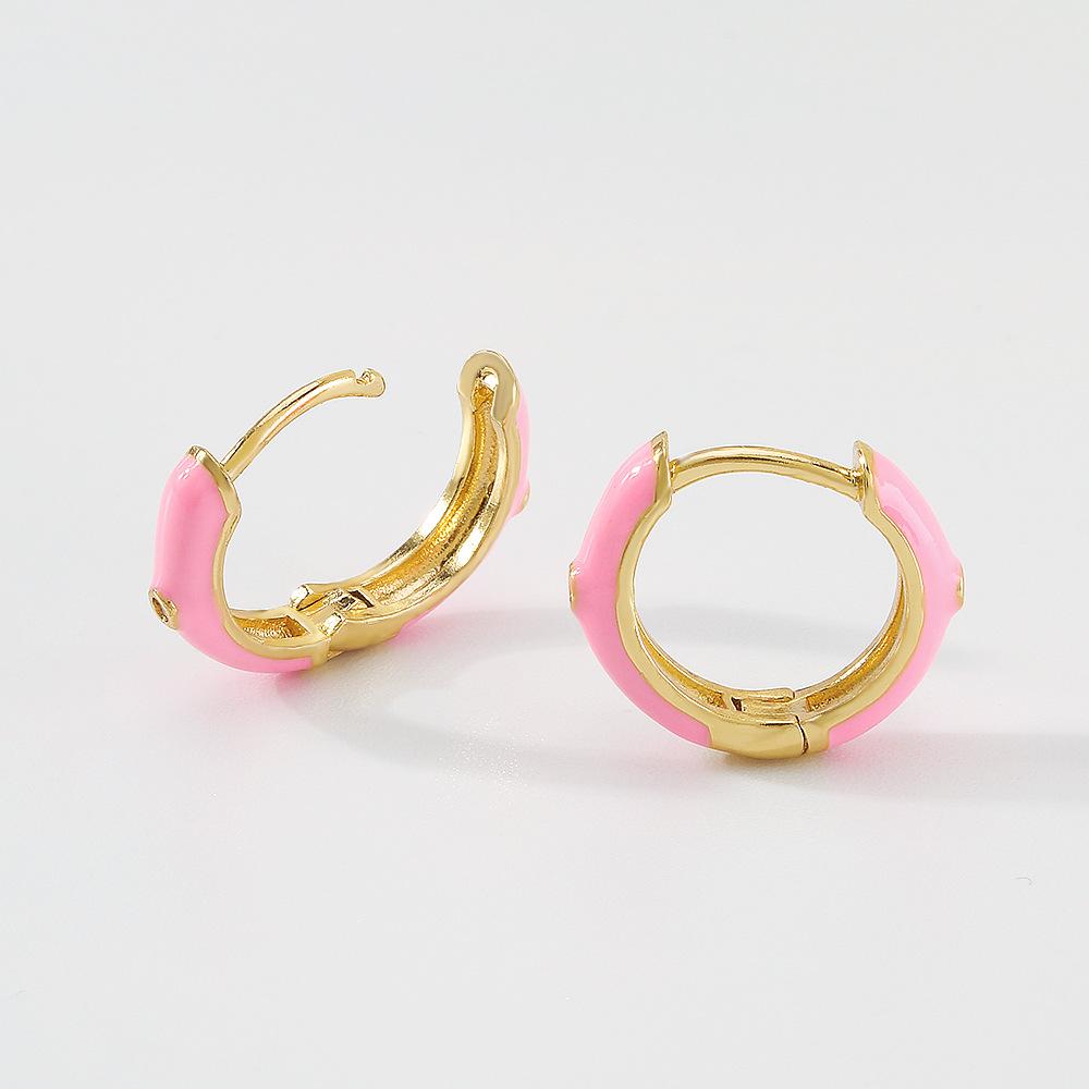 ZE74 Fashion Simple Small Ear Buckle Female Niche Oil Drop Design Sense Zircon Earrings Personality Color Earrings