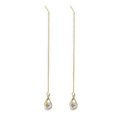 Personality earrings zircon water drop tassels asymmetrical ear wire women's long earrings temperament earrings