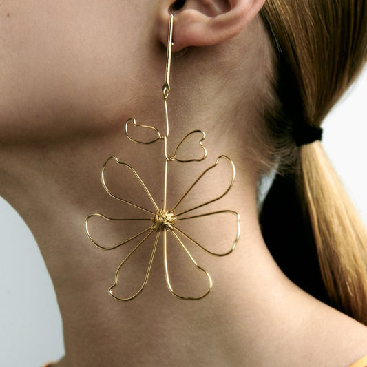 E1892 Jewelry ZA Metal Simple Personality Love Flower Earrings Creative Cold Earrings