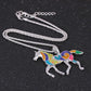 Spring and summer fashion dripping oil rainbow horse earrings necklace set ethnic glaze jewelry X898