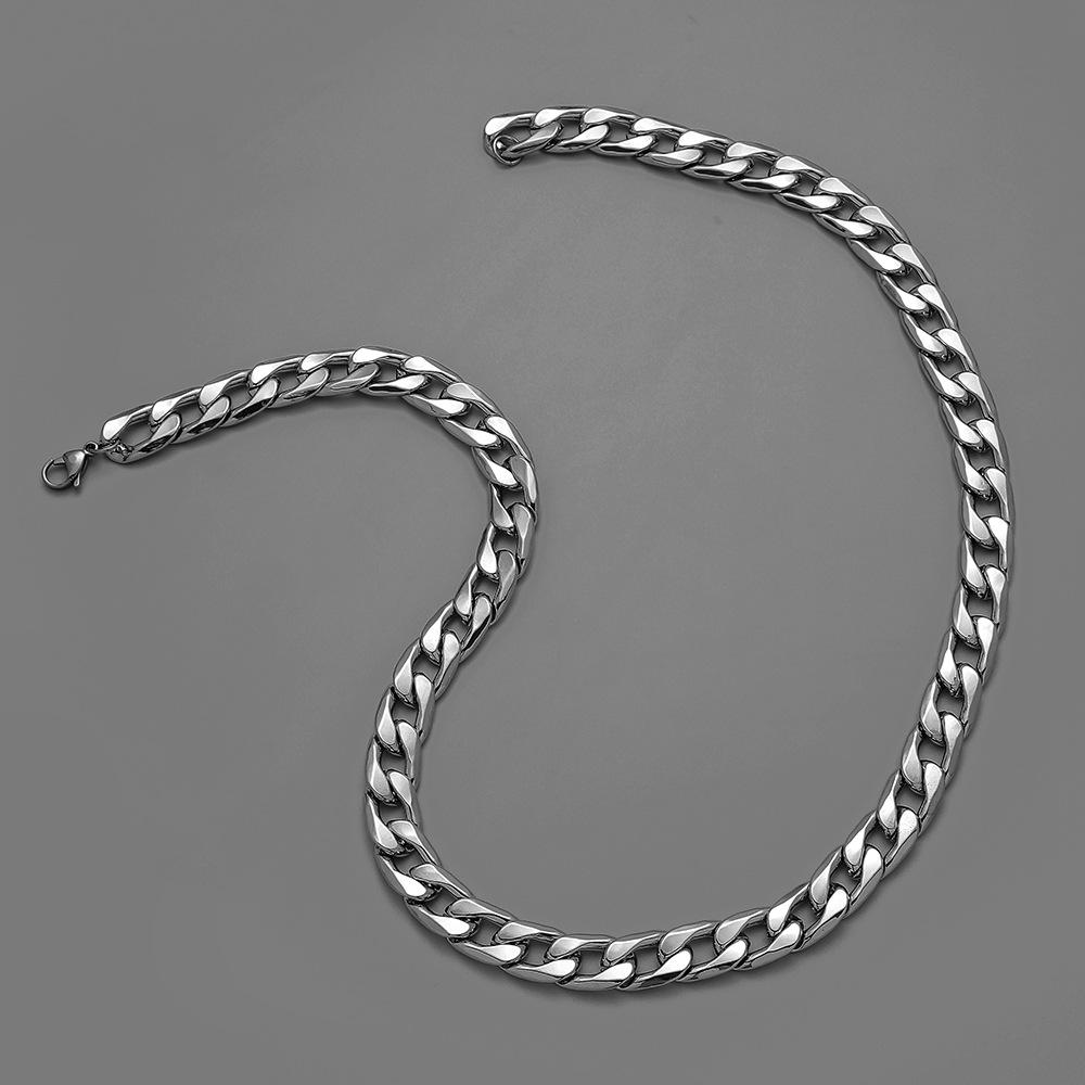 Hip Hop Simple Stainless Steel NK Cuban Chain Necklace Versatile Fashion Men's Single Chain Jewelry Male