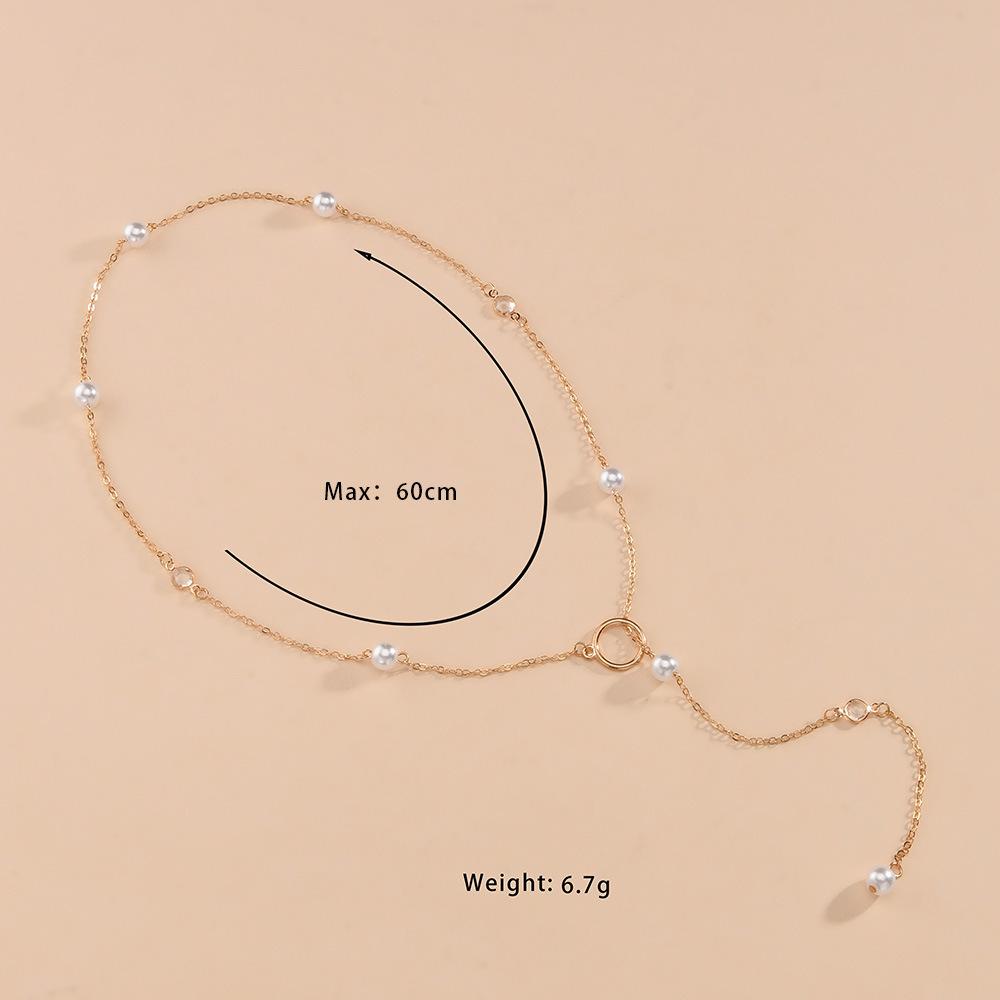 Fashion Imitation Pearl Necklace Elegant Temperament Round Iron Ring Pendant Clavicle Chain Necklace Accessories