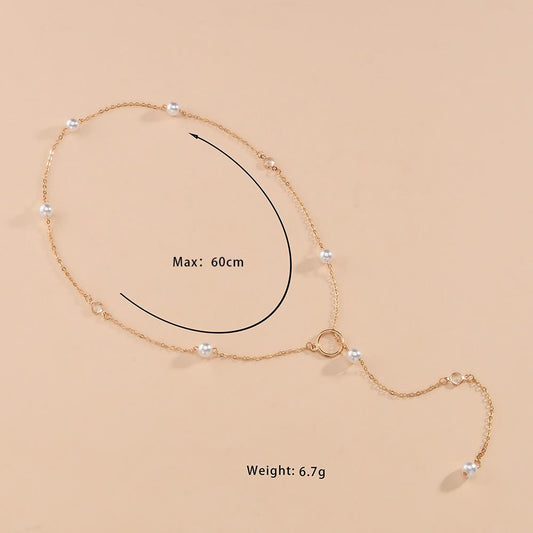 Fashion Imitation Pearl Necklace Elegant Temperament Round Iron Ring Pendant Clavicle Chain Necklace Accessories