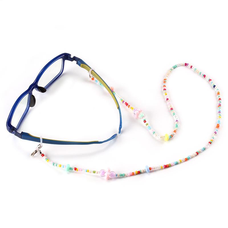 Colorful rice beads gravel decoration imitation pearl mask lanyard anti-slip chain glasses hanging chain
