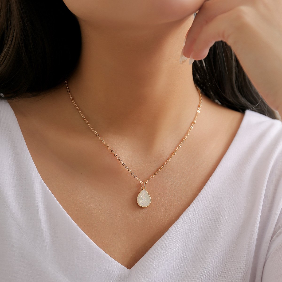 Jewelry Simple Imitation Pearl Star Tassel Necklace Personality Cold Water Drop Pendant Necklace Female