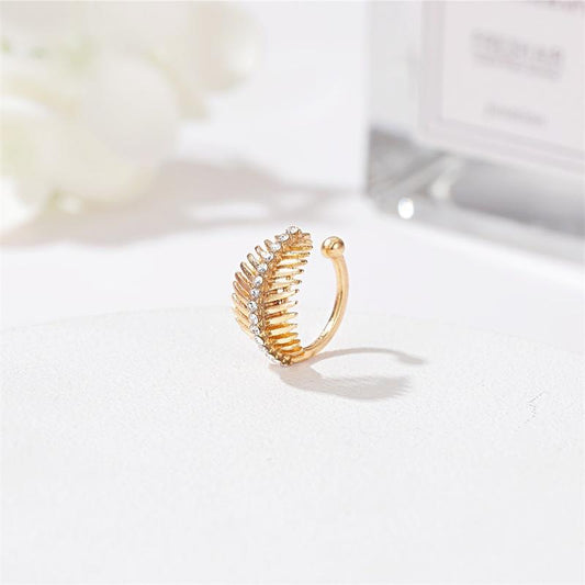 Earrings retro diamond-studded leaf ear clip creative iron tree ear bone clip personality street shooting single earring