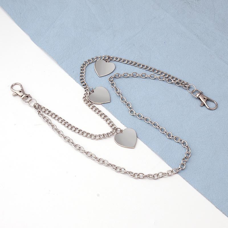 Metal pendant fashion heart-shaped waist chain pants chain ins hip-hop double-layer trend peach heart body chain