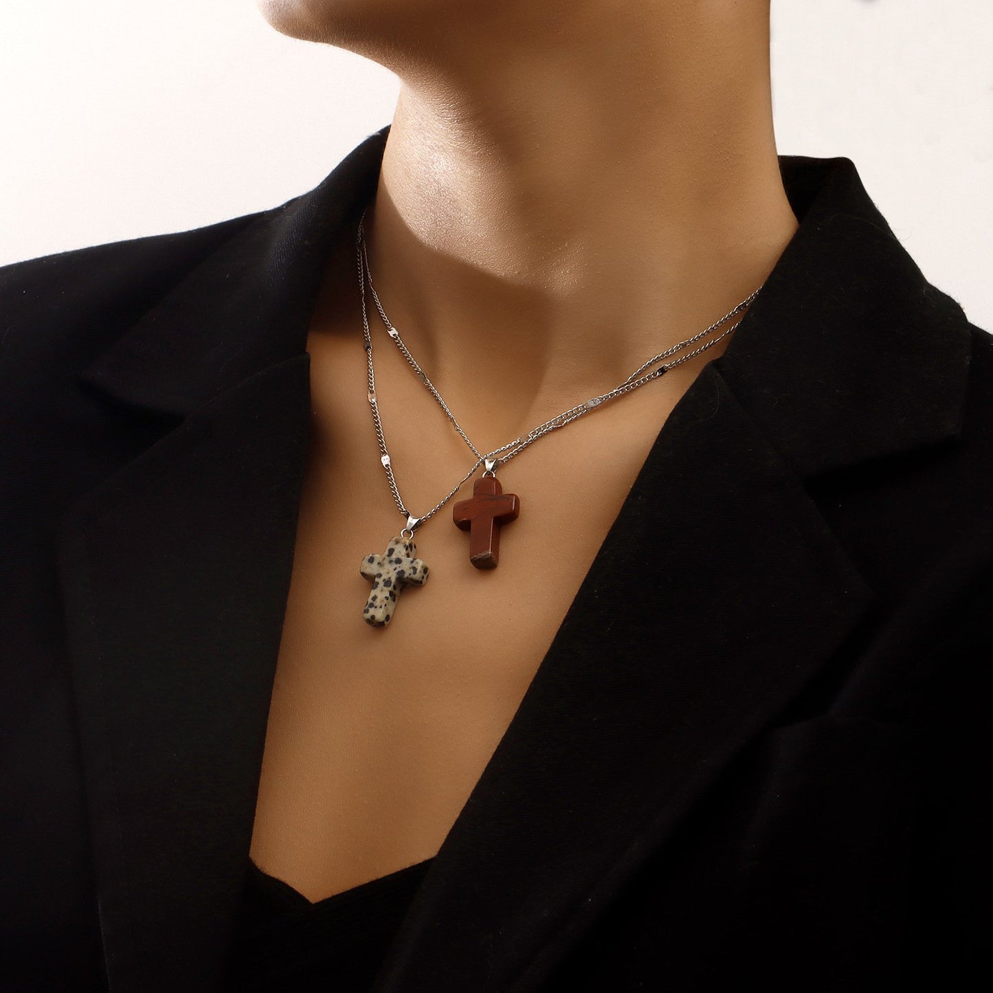Jewelry simple small hole chain color cross pendant necklace female national trend necklace
