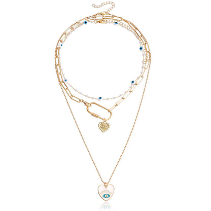 Jewelry Personality Fashion Devil's Eye Multilayer Necklace Female Trend Hip-Hop Eye Necklace Necklace