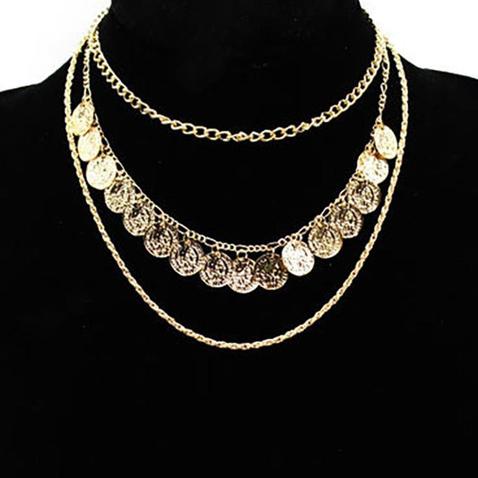 Accessories Ethnic Personality Layered Coin Chain Head Card Handmade Necklace