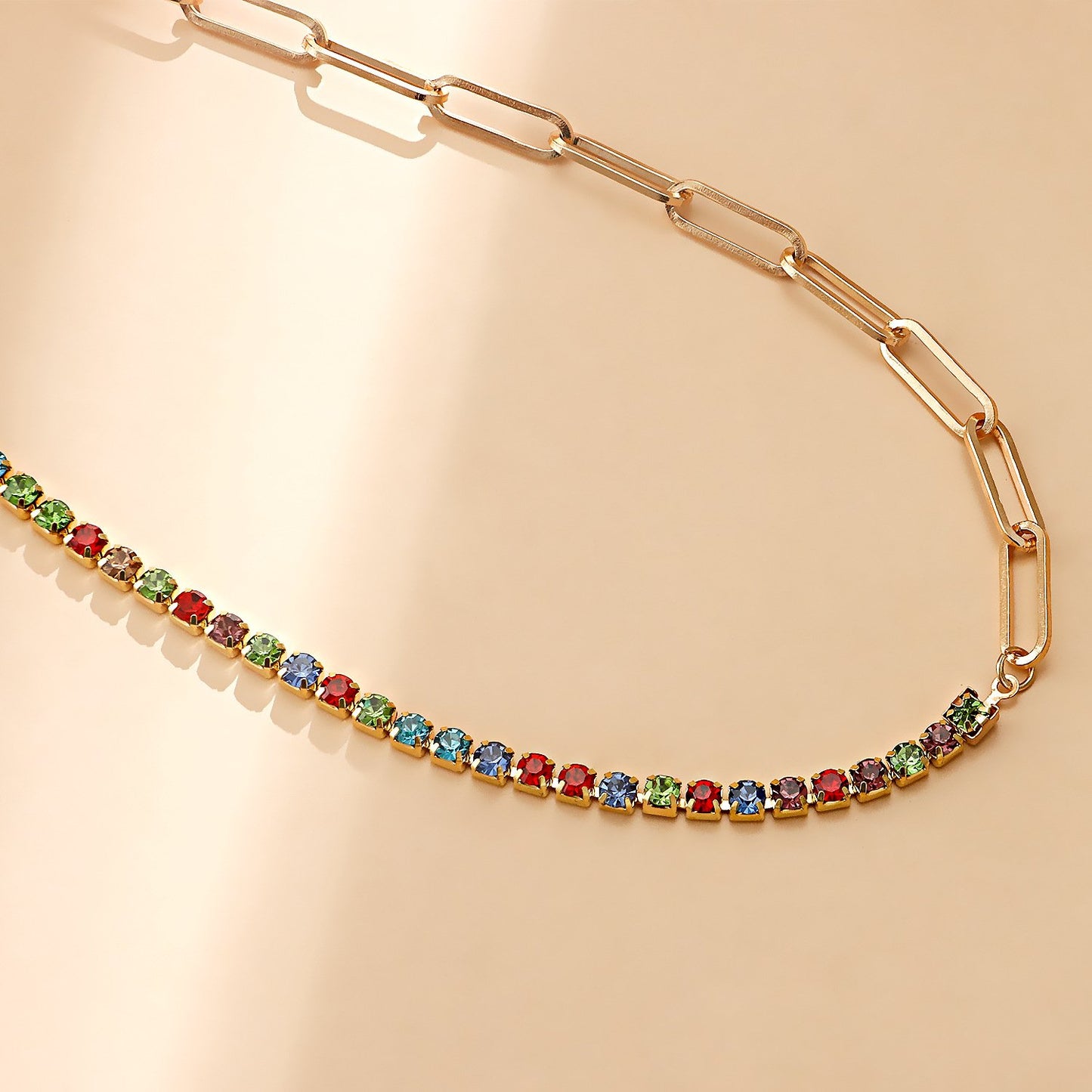 Jewelry claw chain micro-inlaid colored diamond necklace necklace female wild ins niche design hot girl necklace