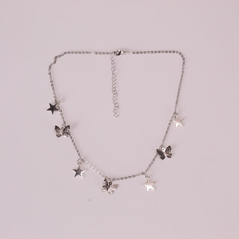 Necklace Sequin Pentagonal Star Butterfly Necklace Clavicle Chain Jewelry Women