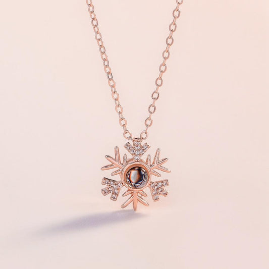 One hundred languages of the same style I love you necklace Valentine's Day jewelry snowflake zircon pendant
