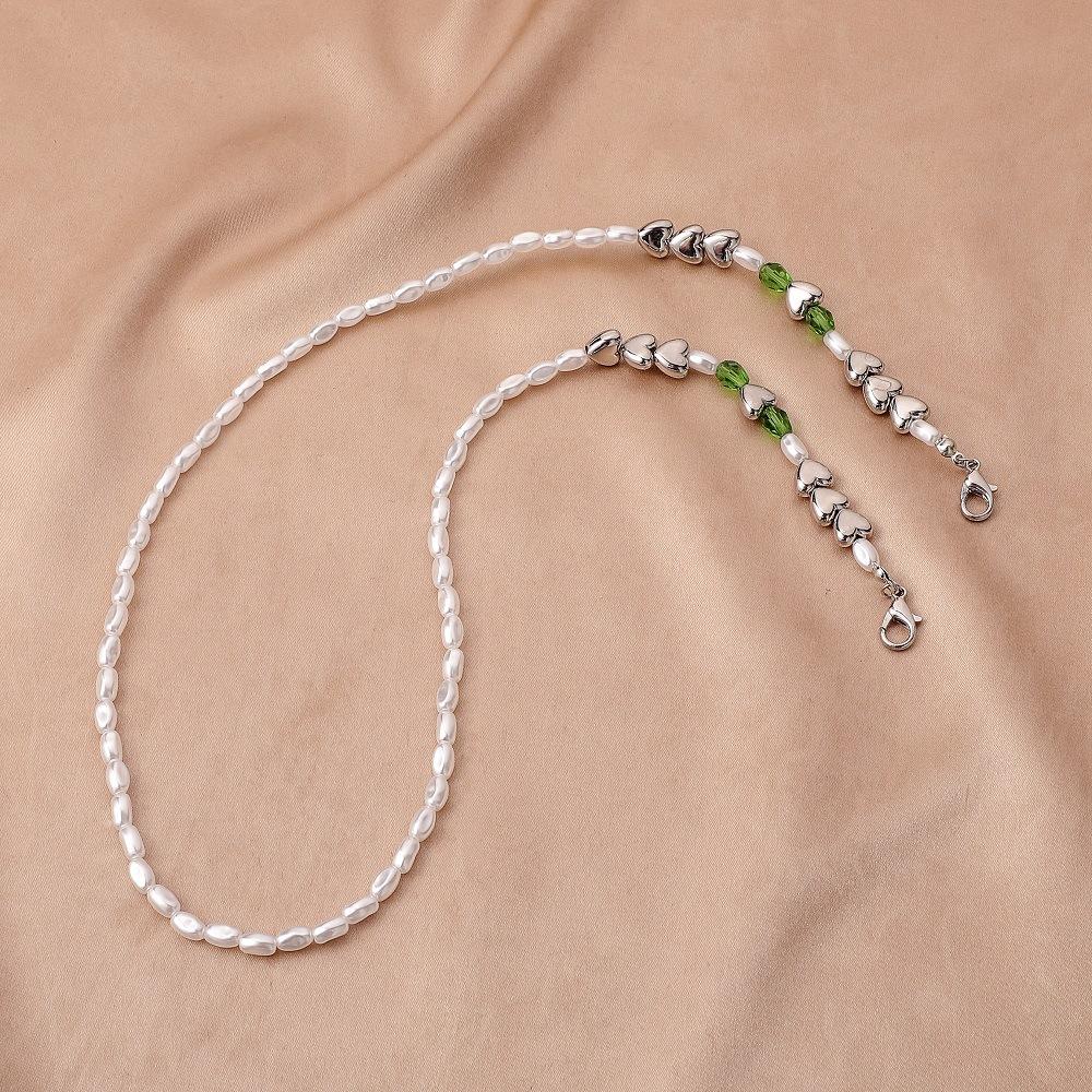 Love-shaped oval pearl mixed-color beaded mask chain fashion hanging neck glasses chain personalized multi-purpose necklace