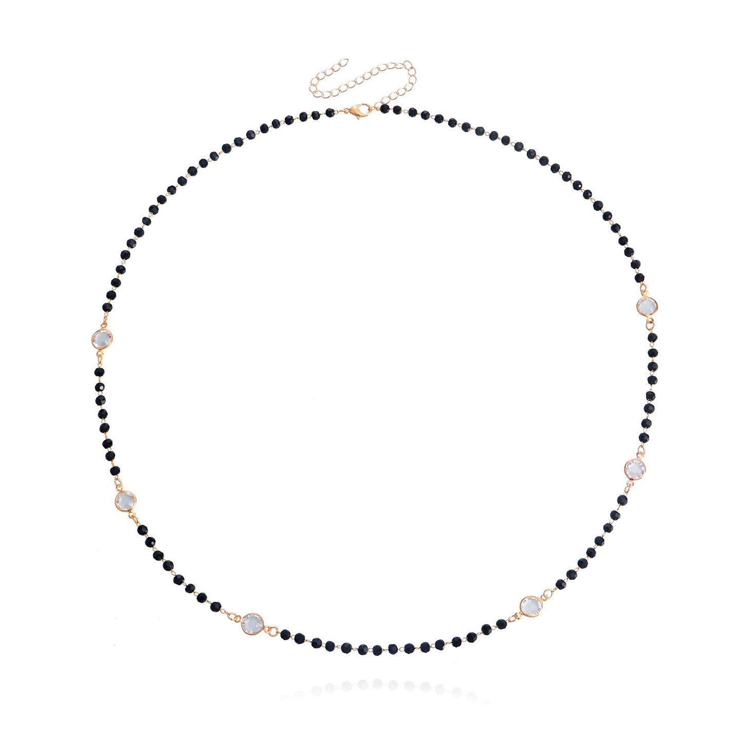 Jewelry Simple Double Layer Black Rhinestone White Zircon Necklace Necklace Female Trendy Cool Temperament Necklace