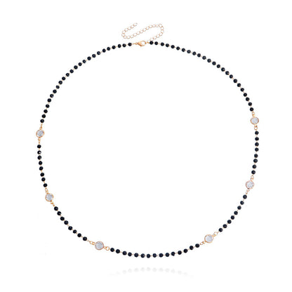 Jewelry Simple Double Layer Black Rhinestone White Zircon Necklace Necklace Female Trendy Cool Temperament Necklace