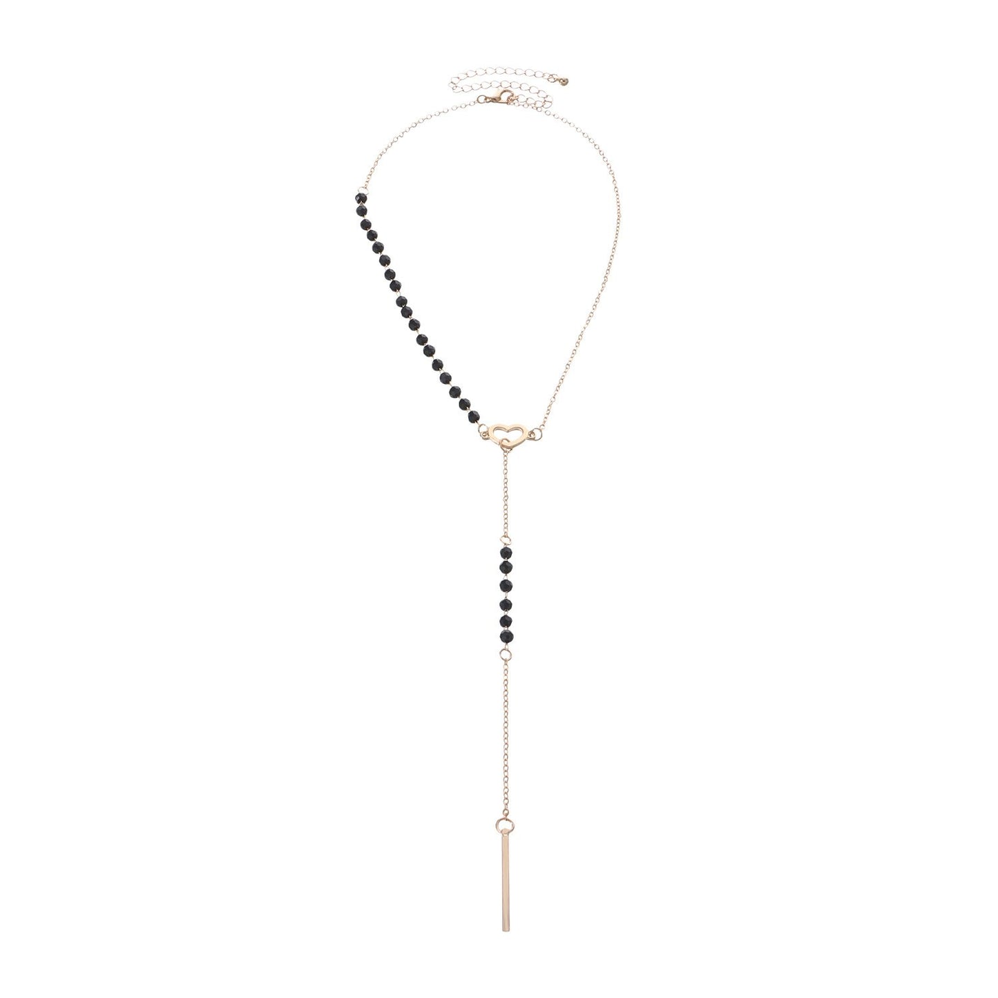 Jewelry Long Tassel Pendant Necklace Femininity Y-shaped Love Black Gemstone Necklace