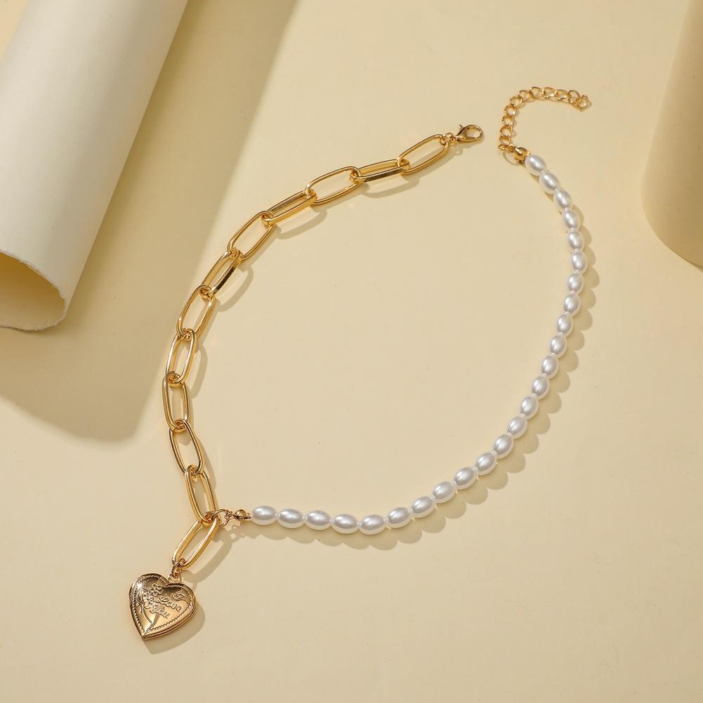 Jewelry simple pearl metal chain can open creative heart-shaped photo box pendant fashion necklace female