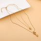Ins niche light luxury titanium steel gold-plated cross collarbone chain fashion love personality key double layer necklace