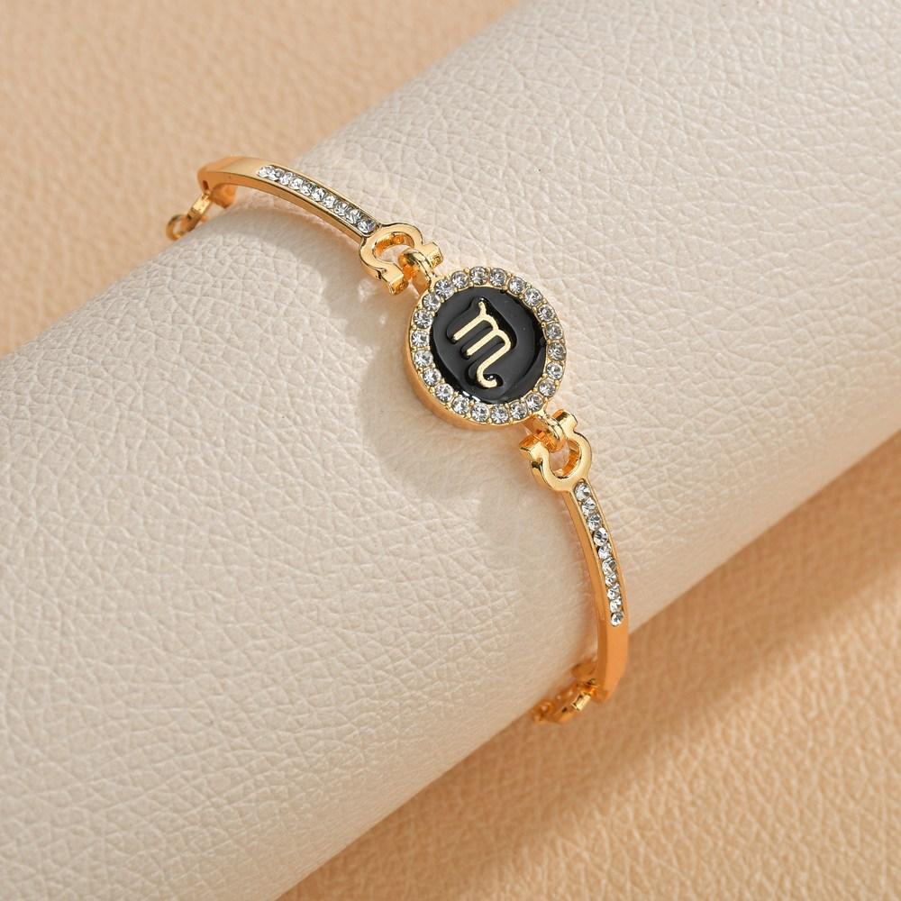 Accessories Fashion Drip Oil 12 Constellation Bracelet Gold Rhinestone Bracelet Female Jewelry