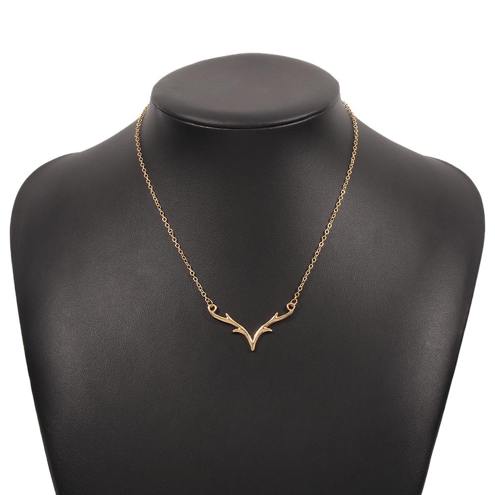 N948 single-layer thin chain necklace simple fashion antler neck niche lady literary necklace female