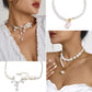 Jewelry niche heart-shaped portrait multi-variety necklace creative water drop imitation pearl weaving temperament necklace