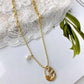 Niche light luxury design embossed tulip necklace female freshwater pearl drop glaze rose necklace retro