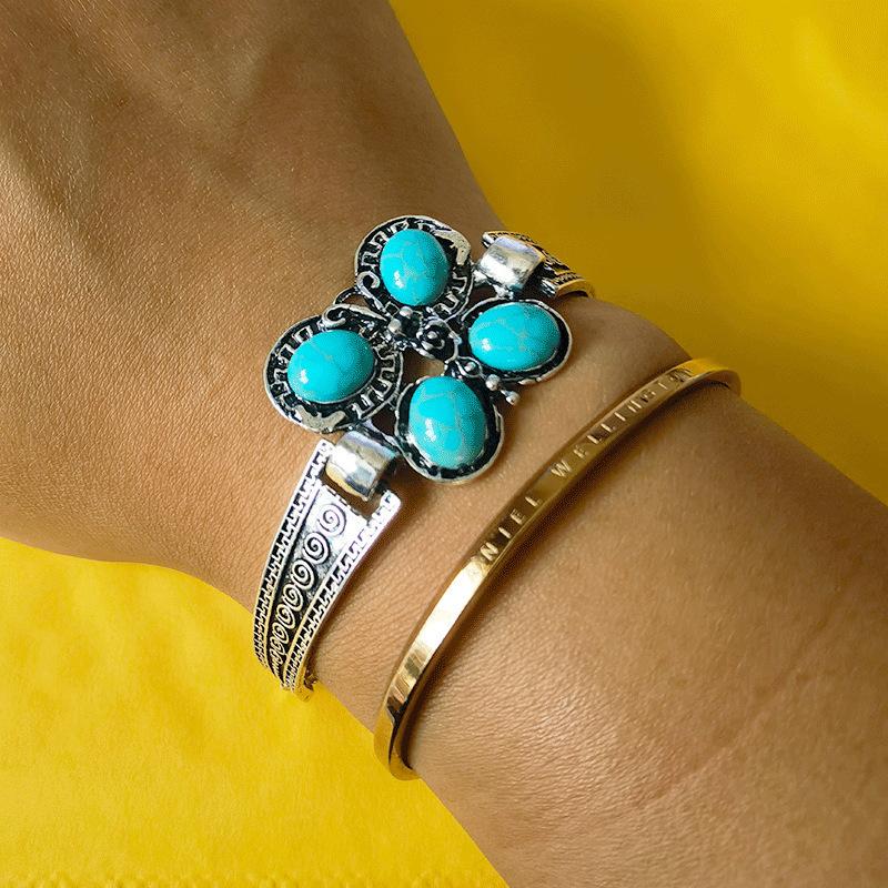 Fashion Ladies Boho Ethnic Bracelet Vintage Turquoise Butterfly Bracelet Bracelet