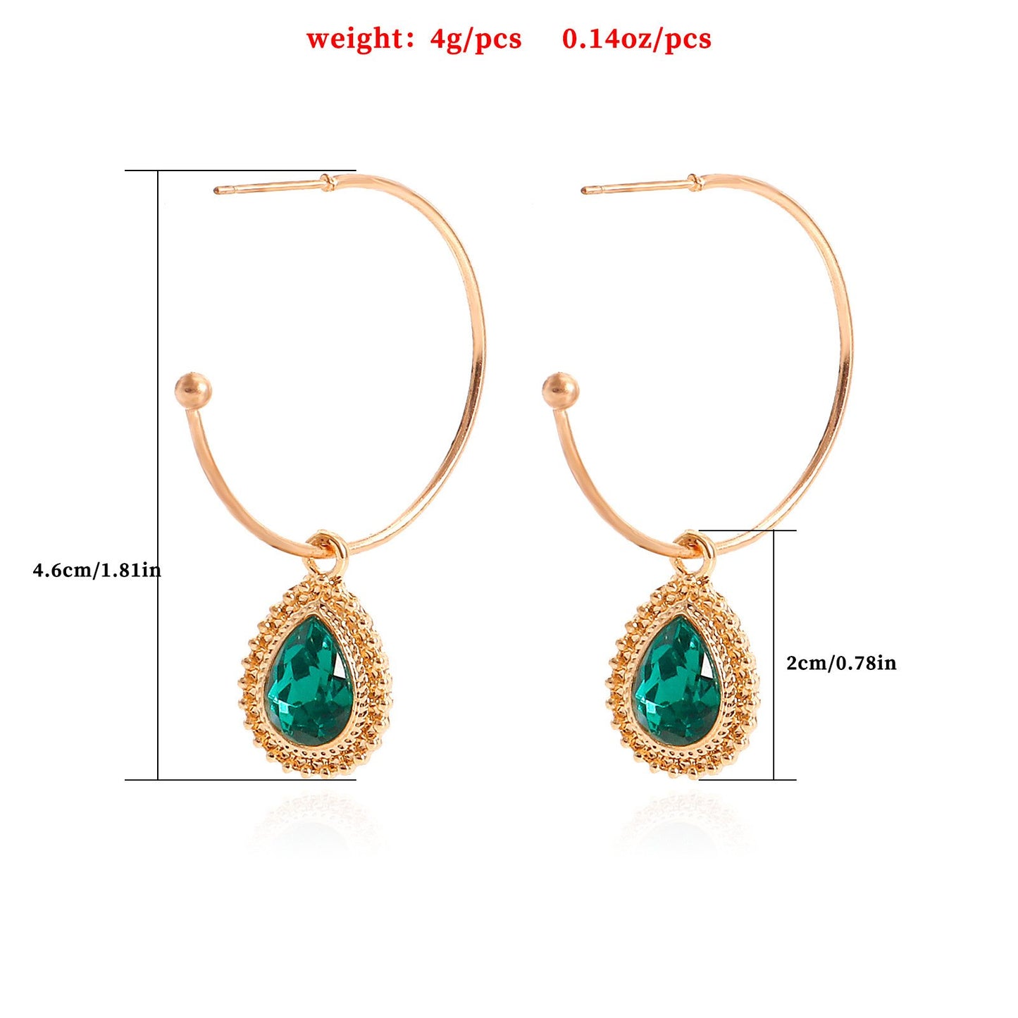 Jewelry ins trend C-shaped large ring imitation green agate pendant earrings female fashion temperament earrings