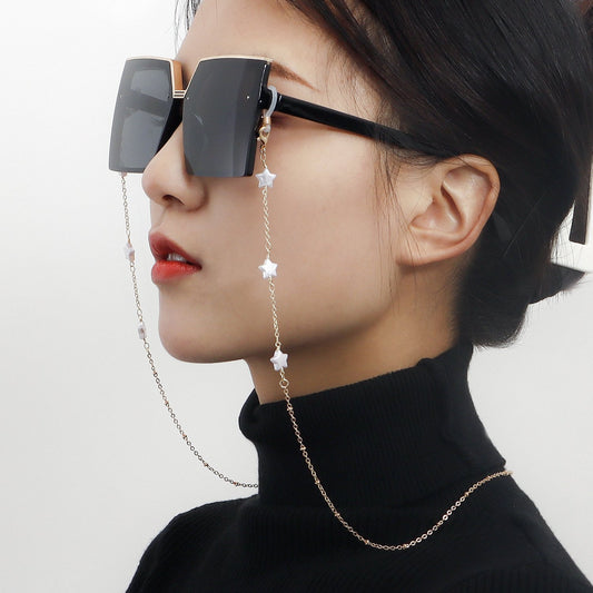 Five-pointed star imitation pearl advanced sense sunglasses chain non-slip glasses chain mask lanyard face chain female earphone chain