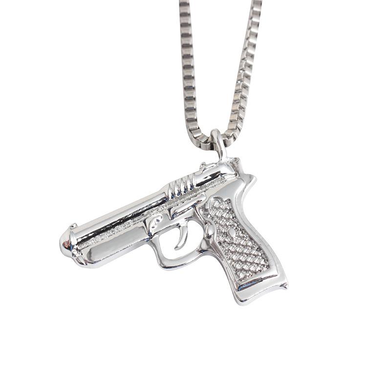 Fashion pistol necklace creative hip-hop HIPHOP trendy brand pendant jewelry