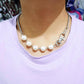 Jewelry Punk Hip Hop Keychain Clavicle Chain Necklace Fashion Trend Imitation Pearl Stitching Necklace
