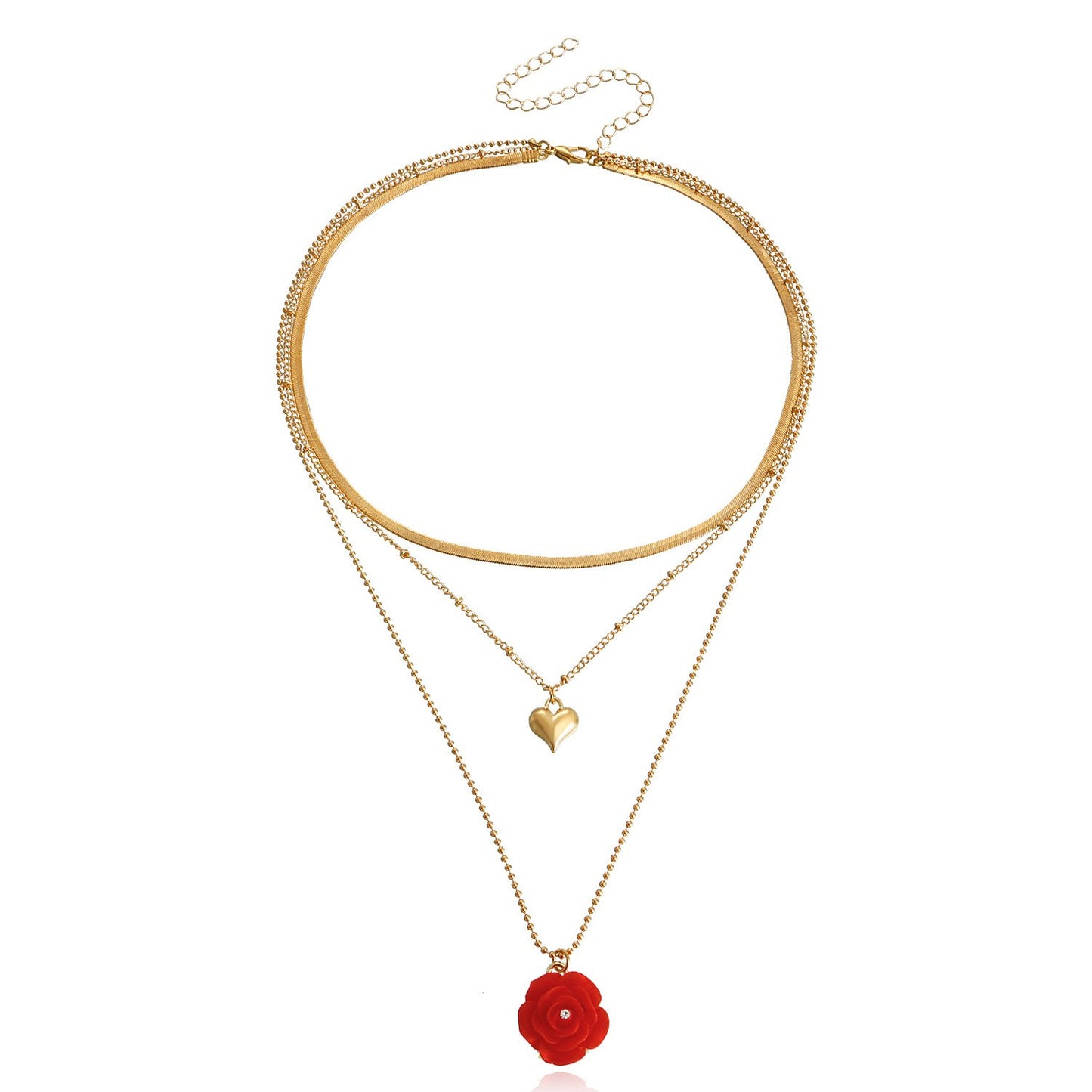 Jewelry Multilayer Love Rose Pendant Necklace Sweater Chain Fresh and Natural Niche Design Sense Necklace