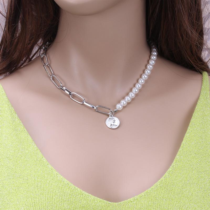 Jewelry Fashion Temperament Pearl Lock Necklace Pendant Earrings Net Red Simple Clavicle Chain Necklace