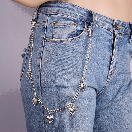 Ladies Decorative Alloy Waist Chain Fashion Simple Sweet Peach Heart Pants Chain