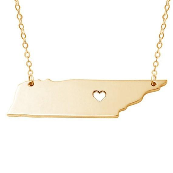 Explosive Jewelry Tennessee Tennessee Map Necklace Pendant