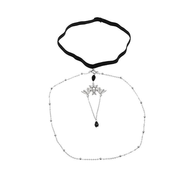 Jewelry bat pendant black crystal leg chain elastic chain bat leg ring female hot girl thigh chain