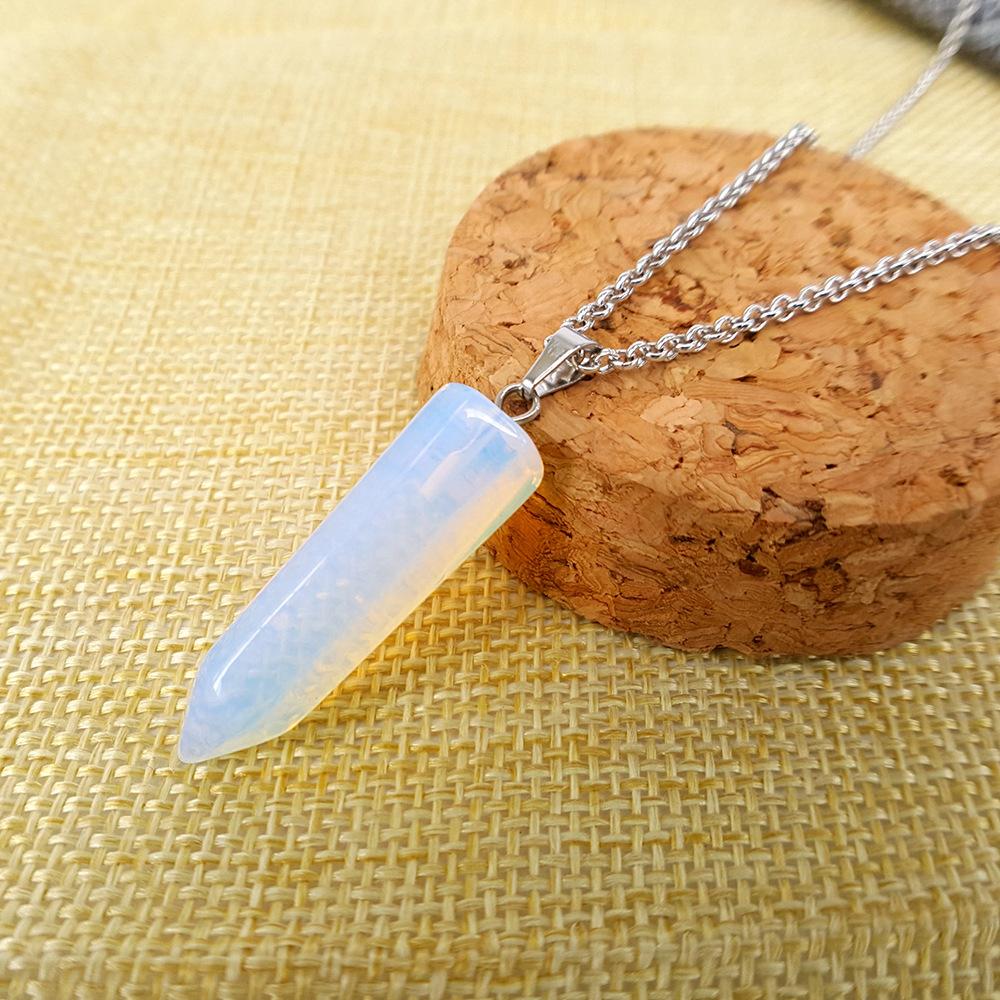 Natural stone crystal hexagonal column bullet necklace fashion creative white turquoise clavicle chain birthstone series