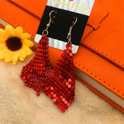 8 Colors Fashion Versatile Square Variable Sequin Earrings Exaggerated Earrings Jewelry