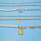Jewelry multi-layer pearl thick chain necklace female retro lock two-piece chain