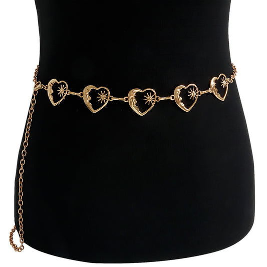 Fashion love metal waist chain female decoration with skirt pants chain trendy ins heart-shaped chain belt accessories